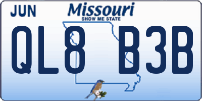 MO license plate QL8B3B