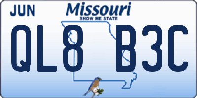 MO license plate QL8B3C