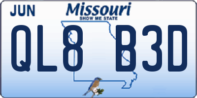MO license plate QL8B3D