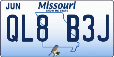 MO license plate QL8B3J
