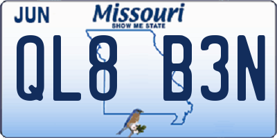 MO license plate QL8B3N