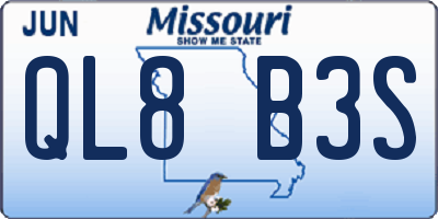 MO license plate QL8B3S