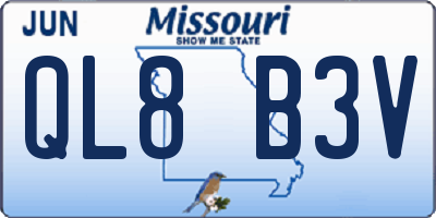 MO license plate QL8B3V