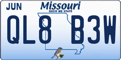 MO license plate QL8B3W