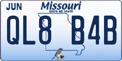 MO license plate QL8B4B