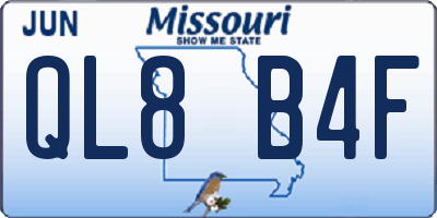 MO license plate QL8B4F