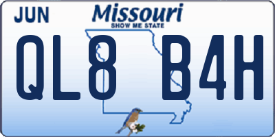 MO license plate QL8B4H