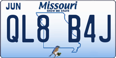 MO license plate QL8B4J