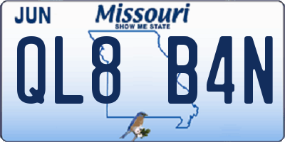 MO license plate QL8B4N