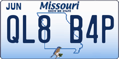 MO license plate QL8B4P