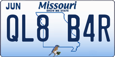 MO license plate QL8B4R