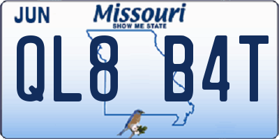 MO license plate QL8B4T