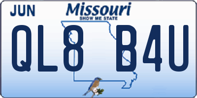 MO license plate QL8B4U