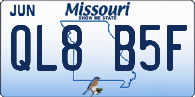 MO license plate QL8B5F