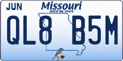 MO license plate QL8B5M