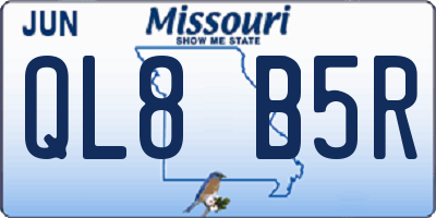 MO license plate QL8B5R