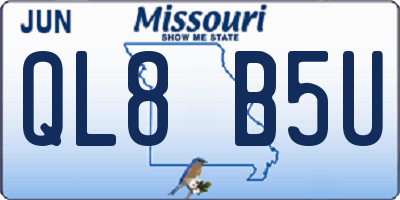 MO license plate QL8B5U