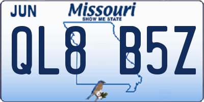 MO license plate QL8B5Z