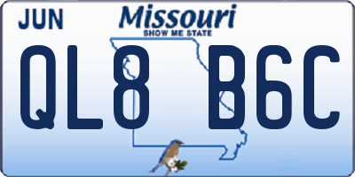 MO license plate QL8B6C