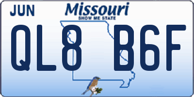 MO license plate QL8B6F