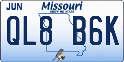 MO license plate QL8B6K