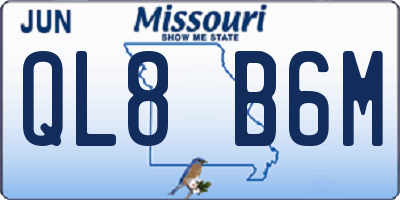 MO license plate QL8B6M