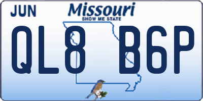 MO license plate QL8B6P