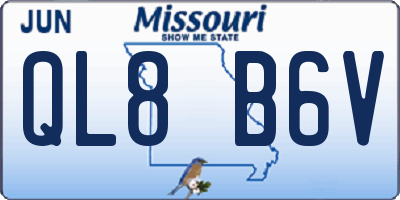MO license plate QL8B6V