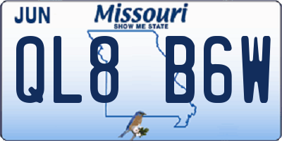 MO license plate QL8B6W