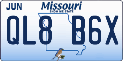 MO license plate QL8B6X