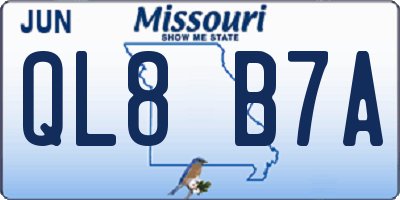 MO license plate QL8B7A