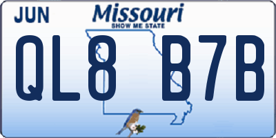 MO license plate QL8B7B