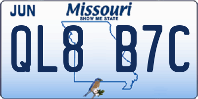 MO license plate QL8B7C