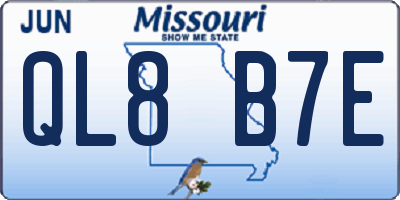 MO license plate QL8B7E