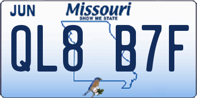 MO license plate QL8B7F