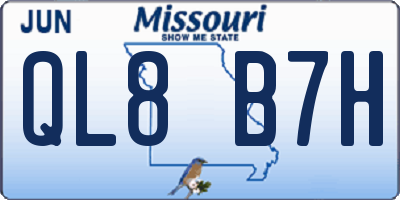 MO license plate QL8B7H