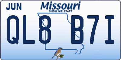 MO license plate QL8B7I