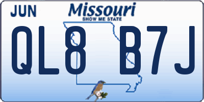 MO license plate QL8B7J
