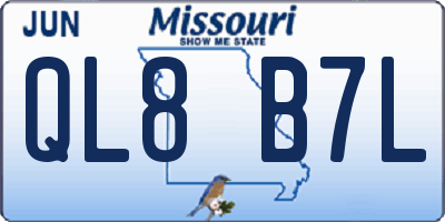 MO license plate QL8B7L
