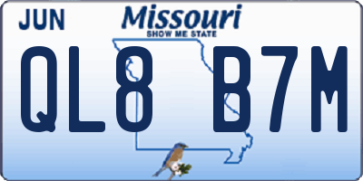 MO license plate QL8B7M
