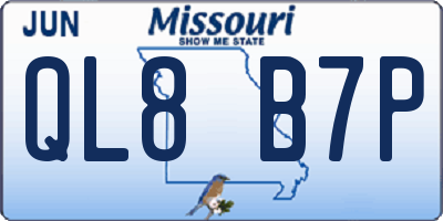 MO license plate QL8B7P