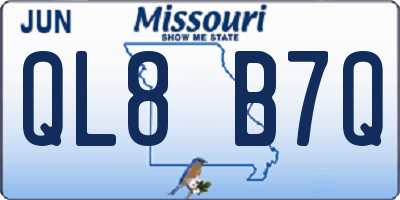 MO license plate QL8B7Q