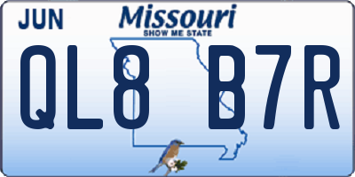 MO license plate QL8B7R