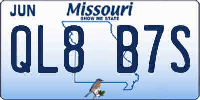 MO license plate QL8B7S