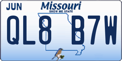 MO license plate QL8B7W