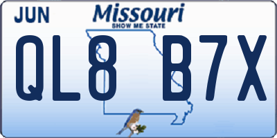 MO license plate QL8B7X