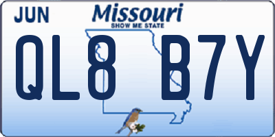 MO license plate QL8B7Y