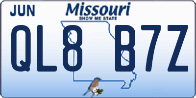 MO license plate QL8B7Z