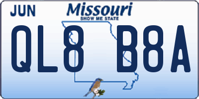 MO license plate QL8B8A