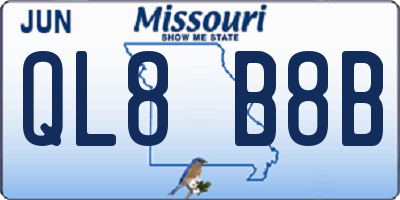 MO license plate QL8B8B